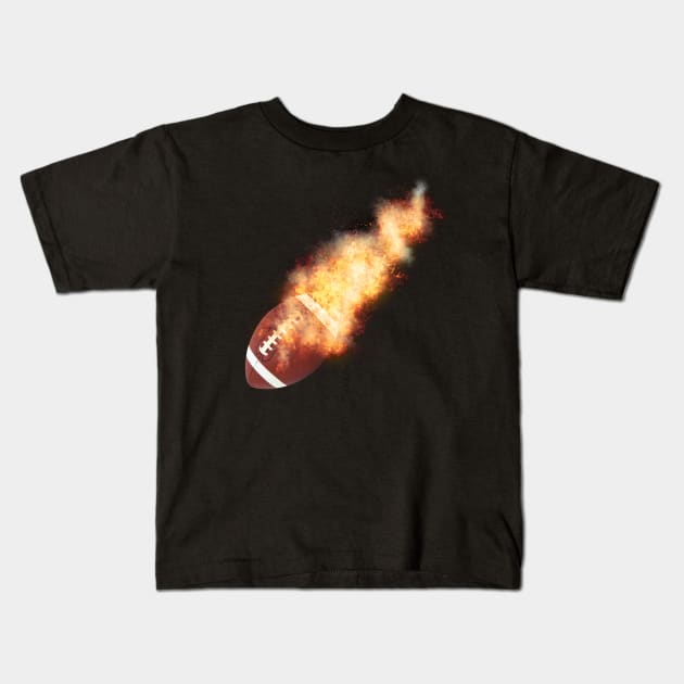 FootBall Flames Kids T-Shirt by Ratherkool